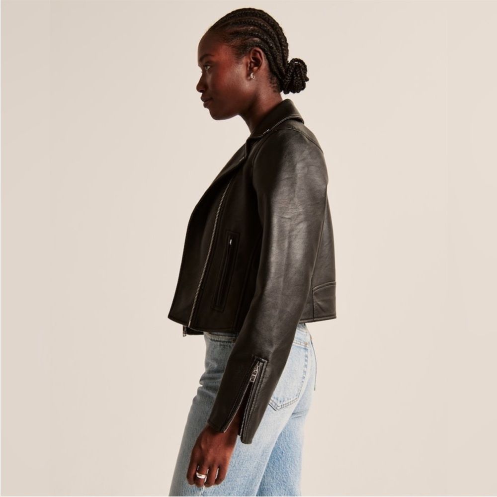 Abercrombie & Fitch Vegan Leather Moto Jacket XS - Picture 4 of 11